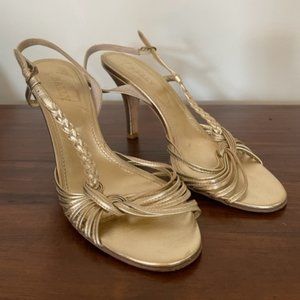 Bally Gold Heeled Sandal Size 10.5